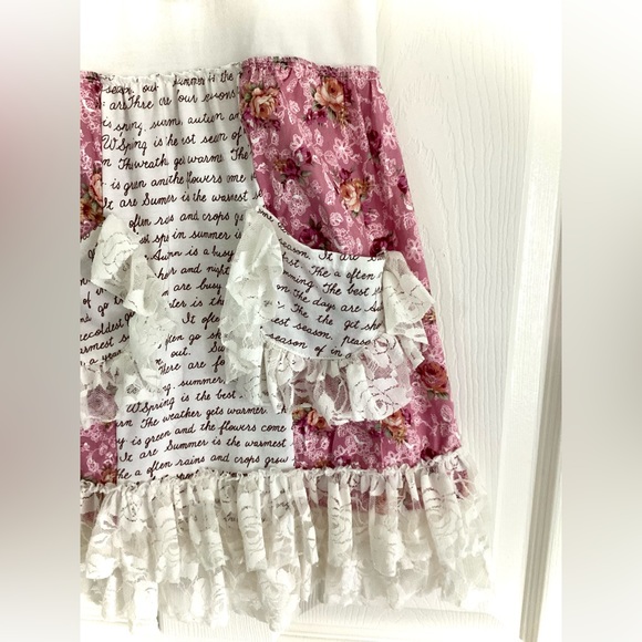 Cream Floral Dress with Rose Ivory Lace - Picture 3 of 16